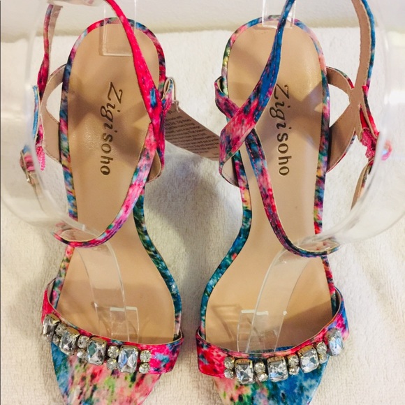 Zigi Soho Crystal Strap Pink & Blue Heels | NWT | Size 7.5 | 5” Heel - Picture 8 of 11